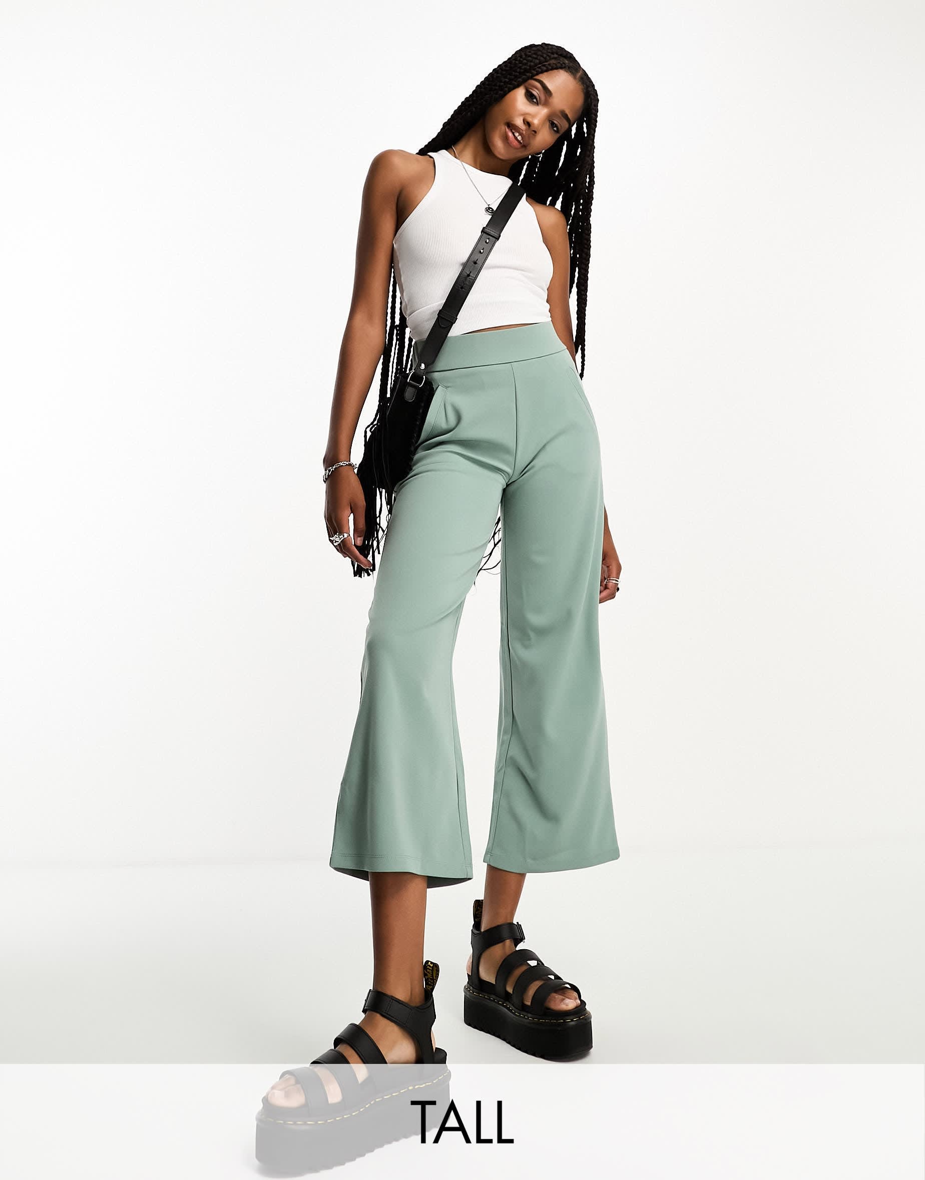 JDY Tall culotte trousers in sage green