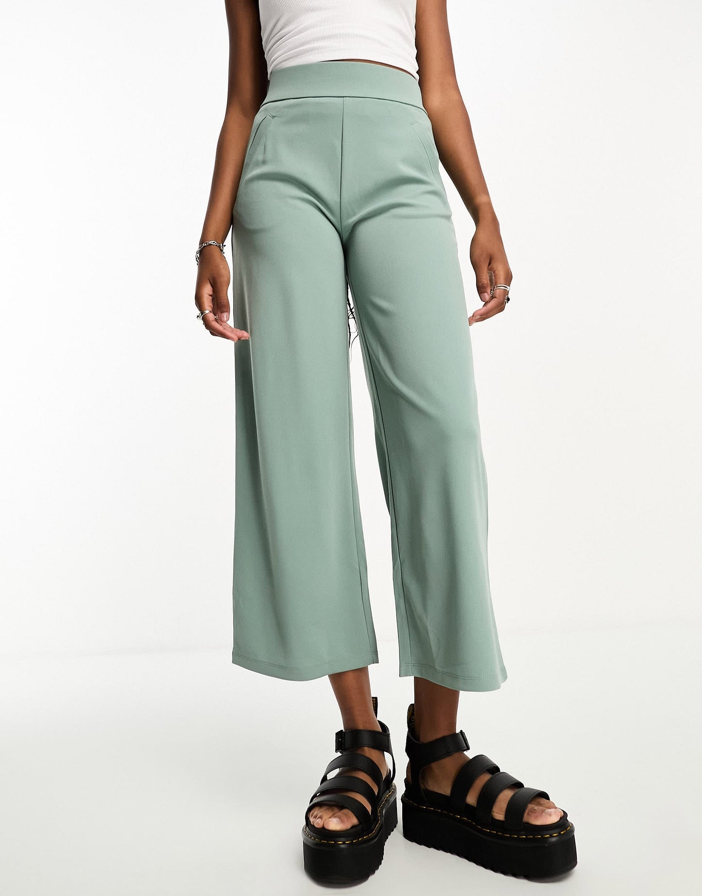 JDY Tall culotte trousers in sage green