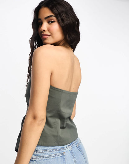 Urban Revivo bandeau corset shirt in grey