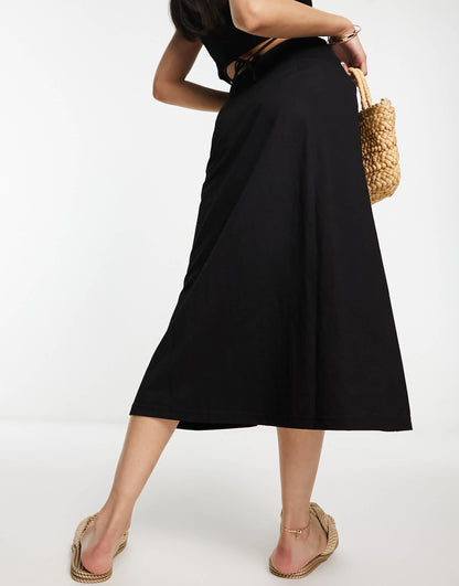 Urban Revivo ruched front slip skirt in black