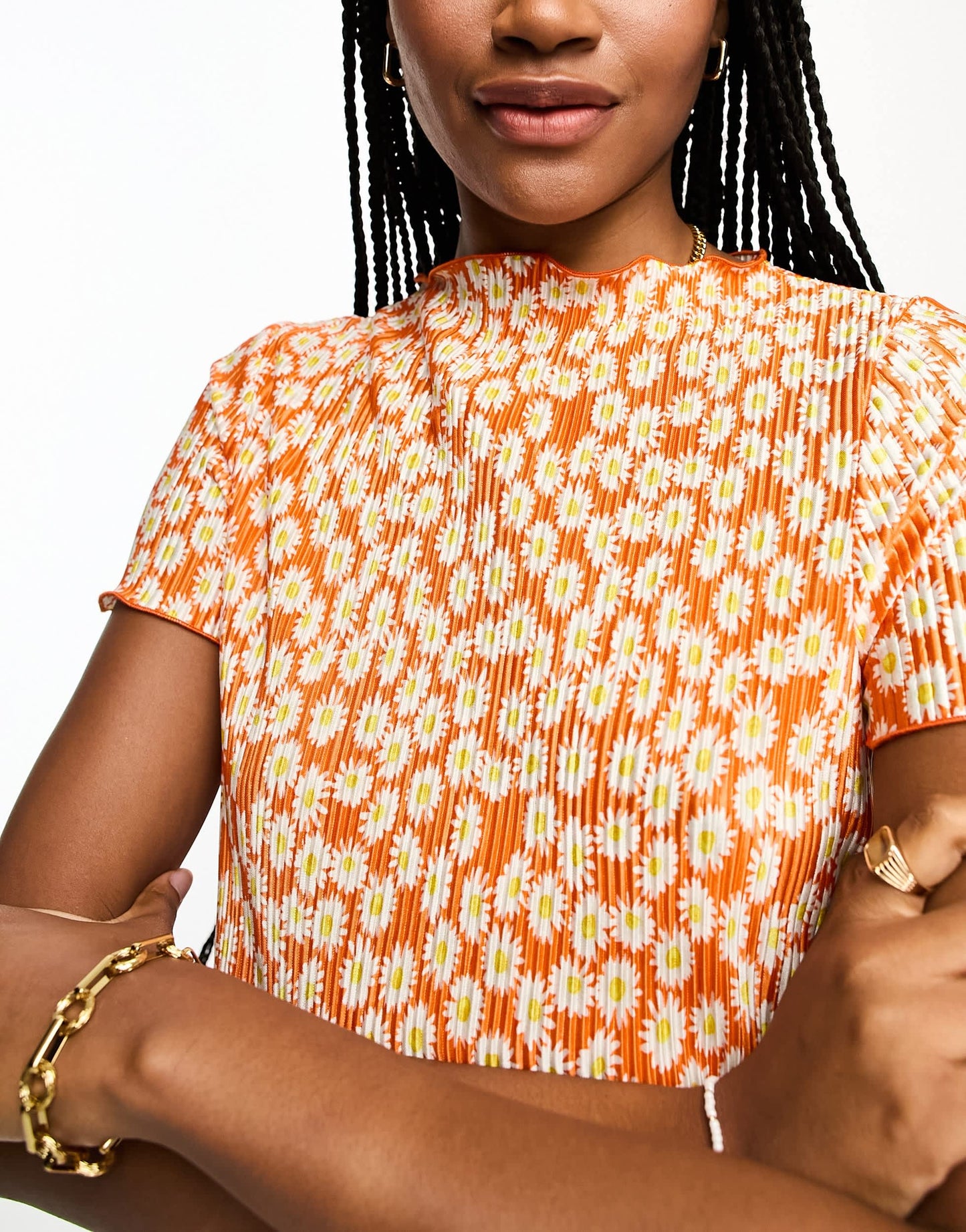 ASOS DESIGN Tall plisse t-shirt mini shirt dress in red daisy print