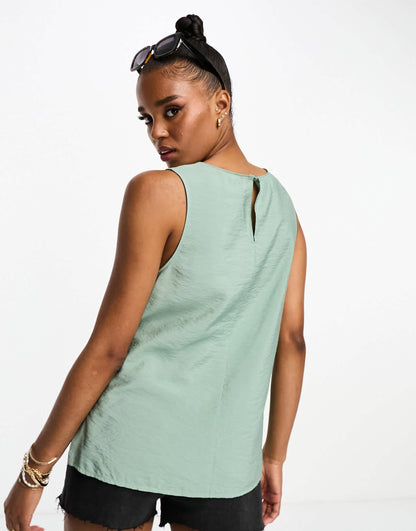 Vero Moda woven vest top in sage