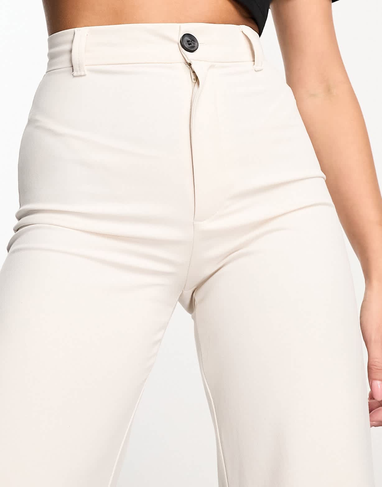 Pull&Bear high waisted tailored trousers in ecru