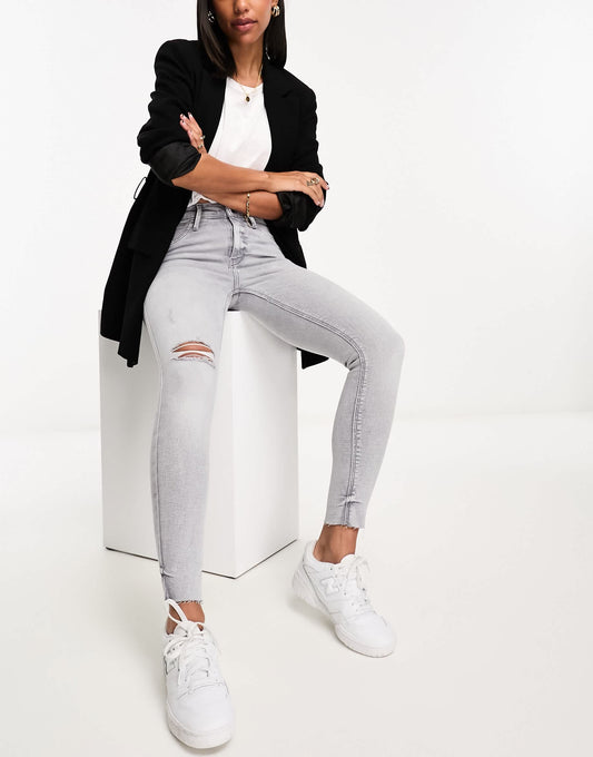 River Island Molly mid rise ripped skinny jean in grey