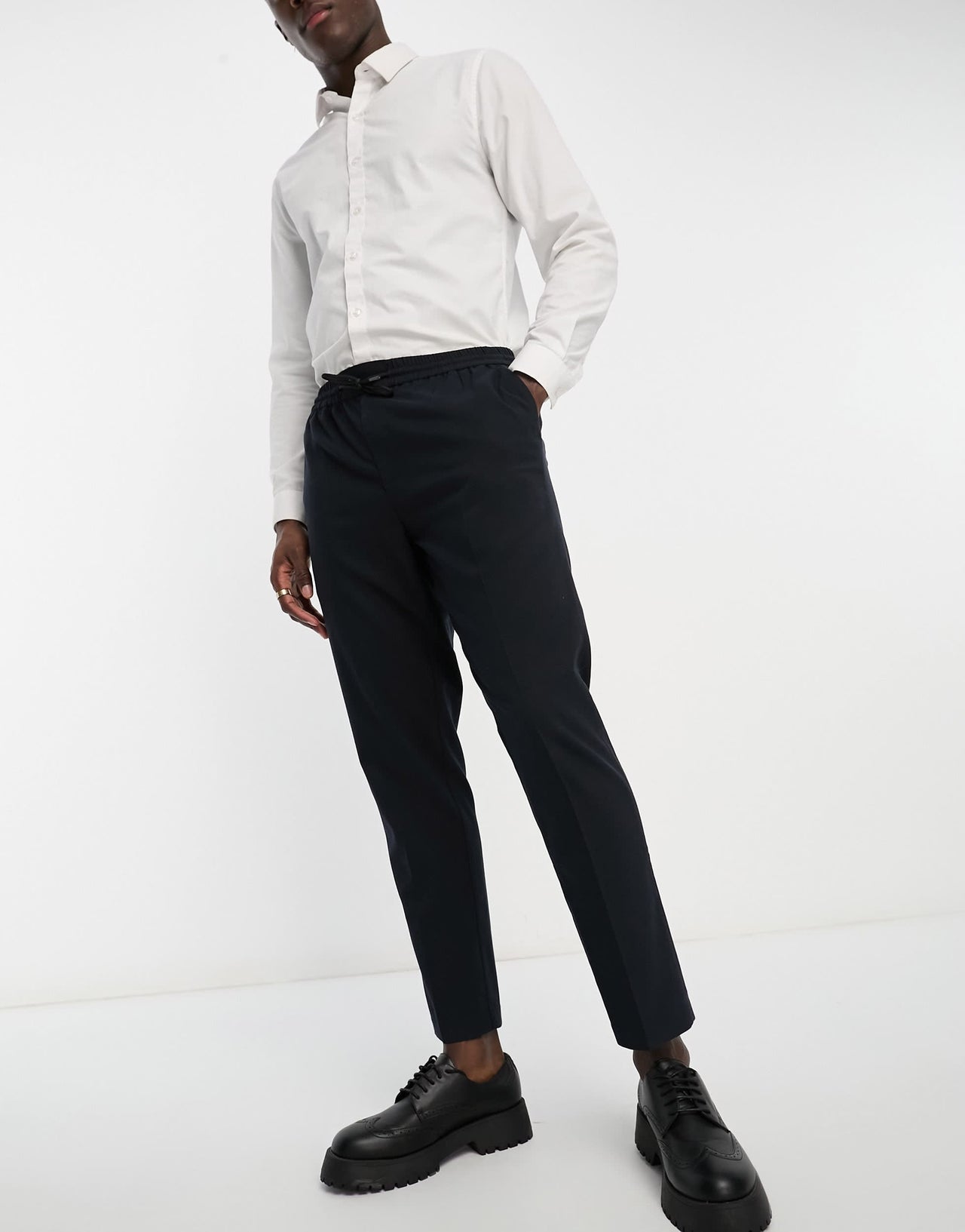 New Look pull on smart trousers in navy