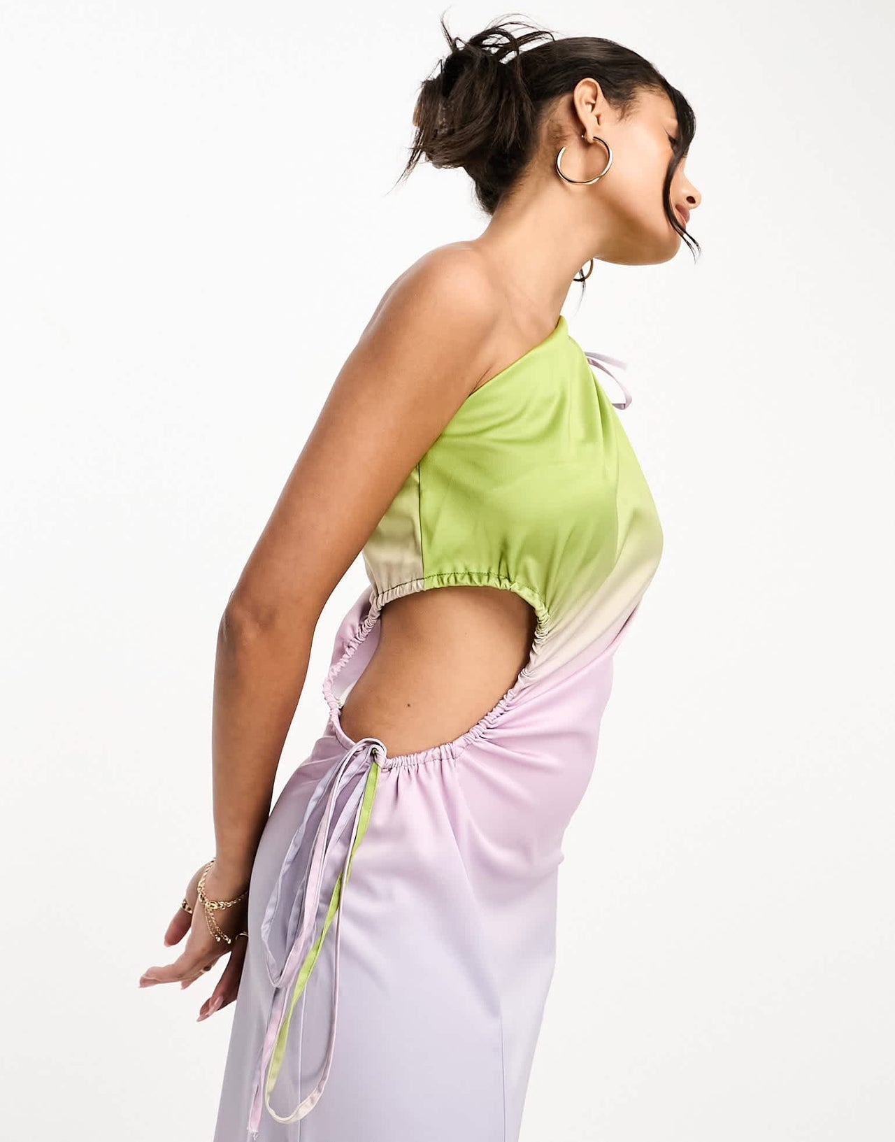 Style Cheat one shoulder satin midaxi dress in ombre