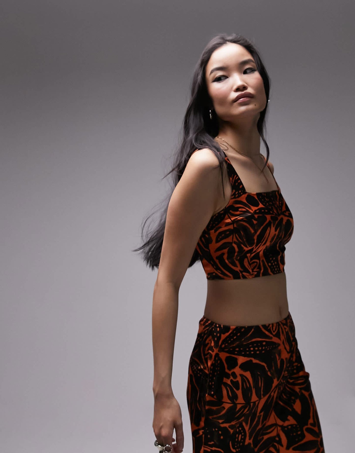 Topshop co-ord tropical print cami top in orange