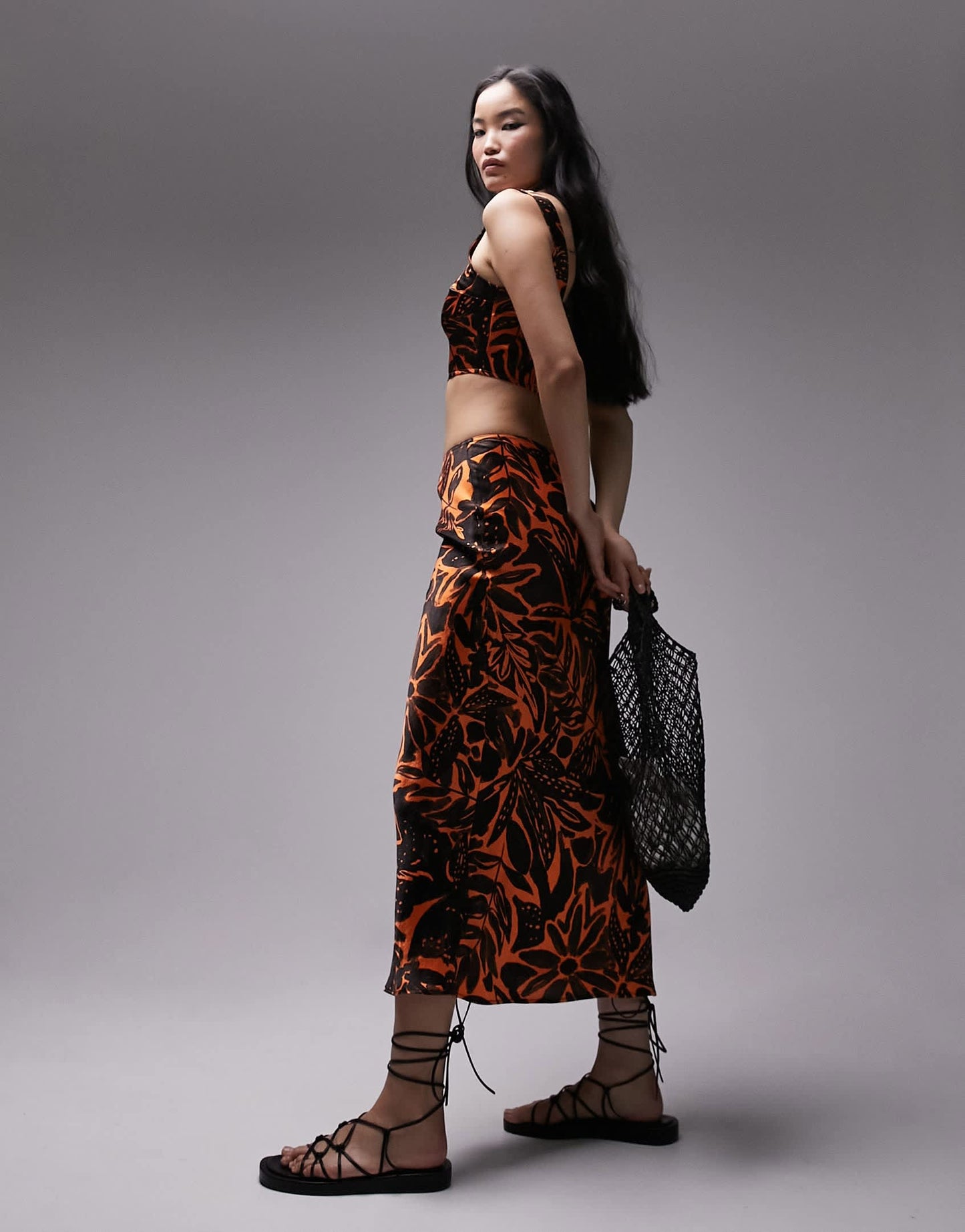 Topshop co-ord tropical print cami top in orange