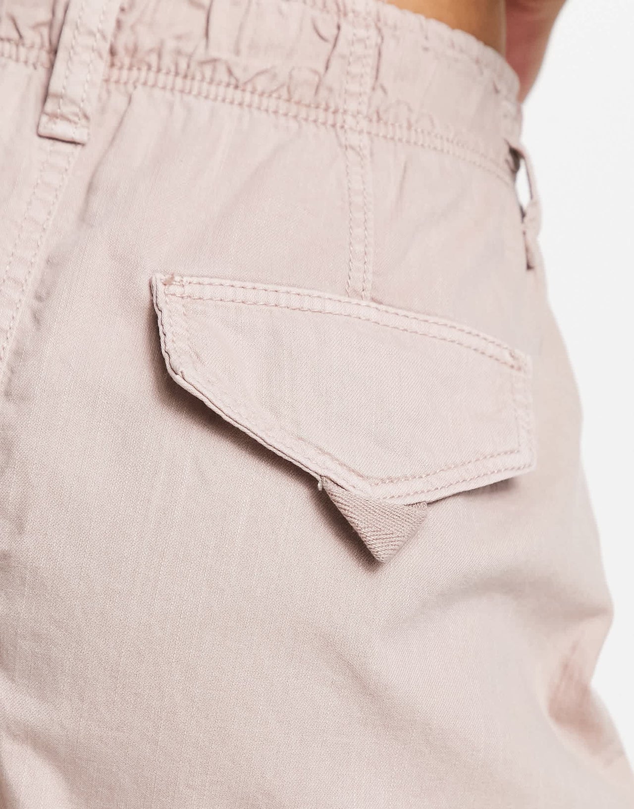 Bershka paperbag waist shorts in light pink
