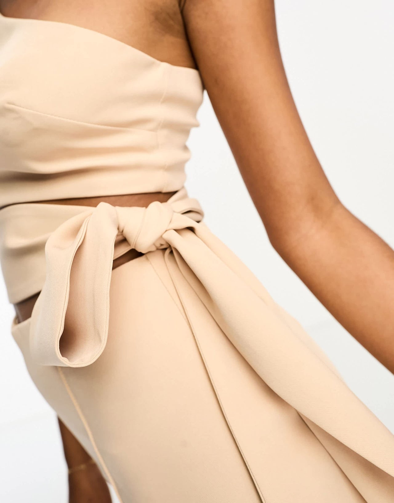 ASOS DESIGN tailored one shoulder kickflare jumpsuit in blush