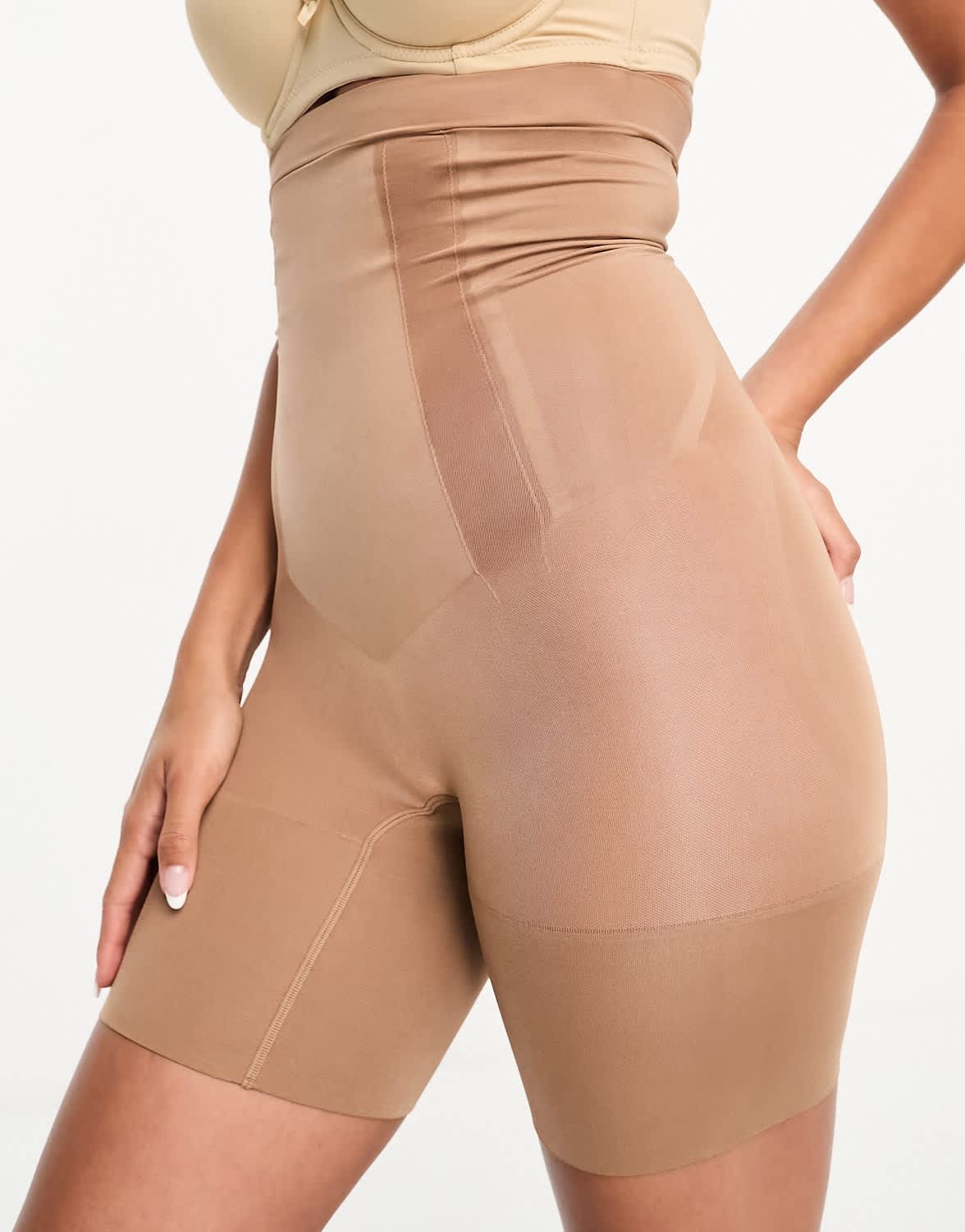 SPANXsculpt Oncore high-waisted mid thigh short in cafe au lait