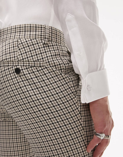 Topman beige check suit trousers