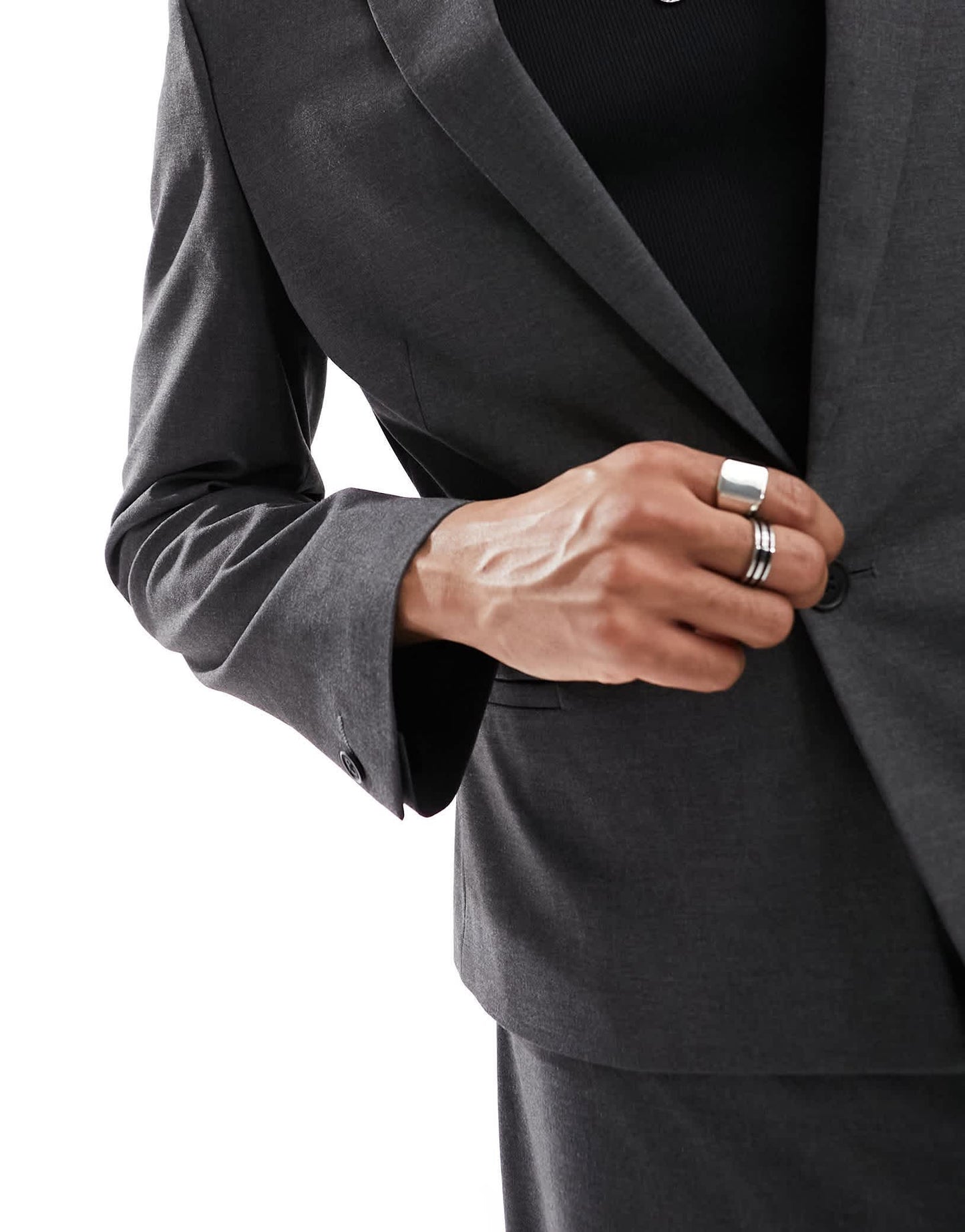 ASOS DESIGN cropped suit jacket in charcoal