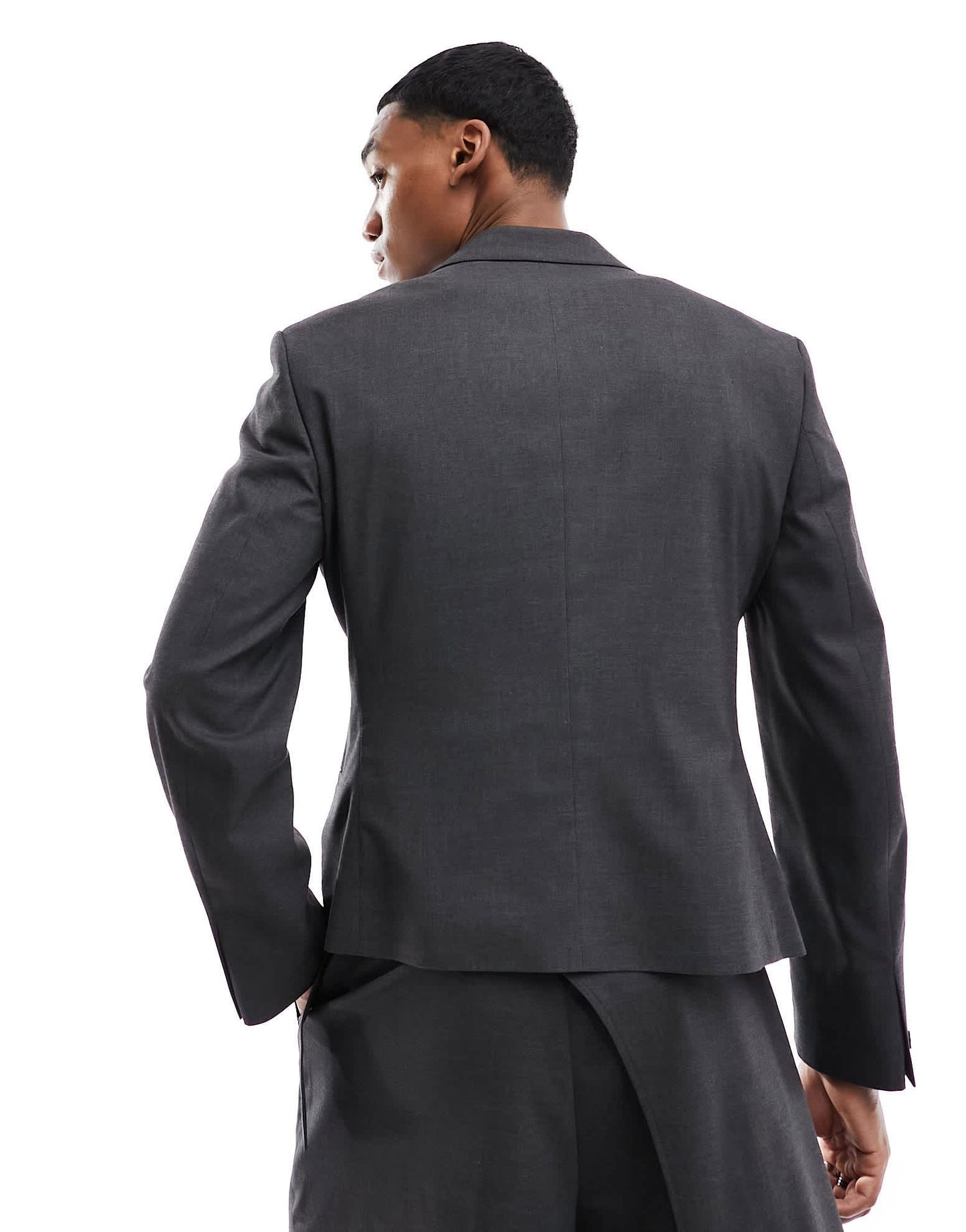 ASOS DESIGN cropped suit jacket in charcoal