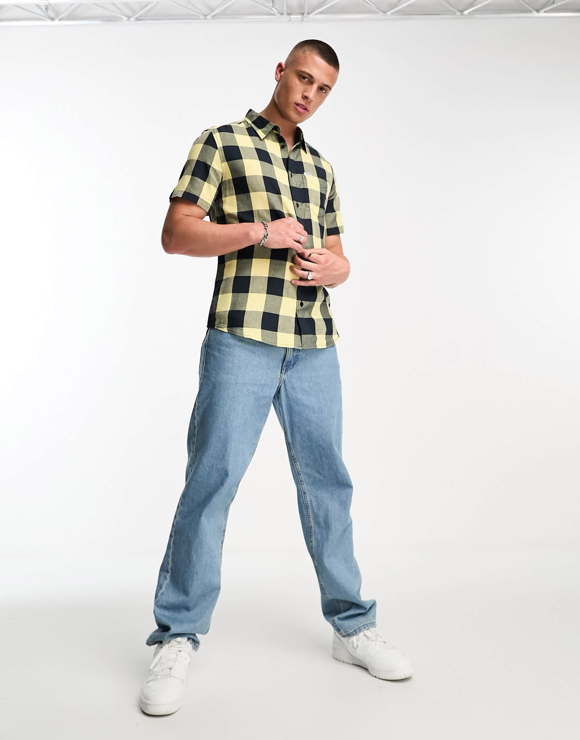 Wrangler check short sleeve shirt in yellow