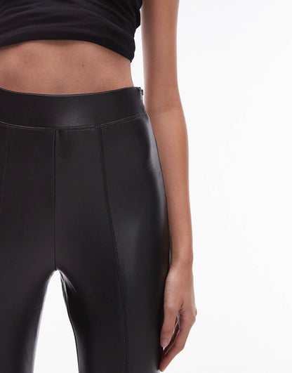 Topshop Tall faux leather skinny stretch trouser in black