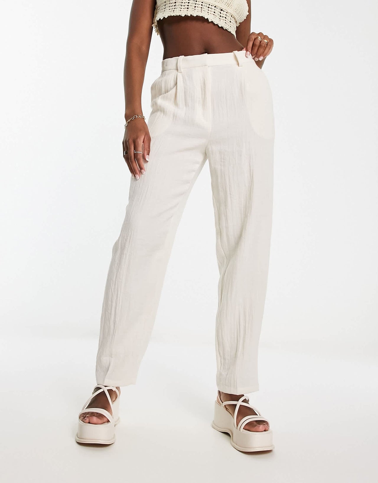 Monki tailored trousers in beige