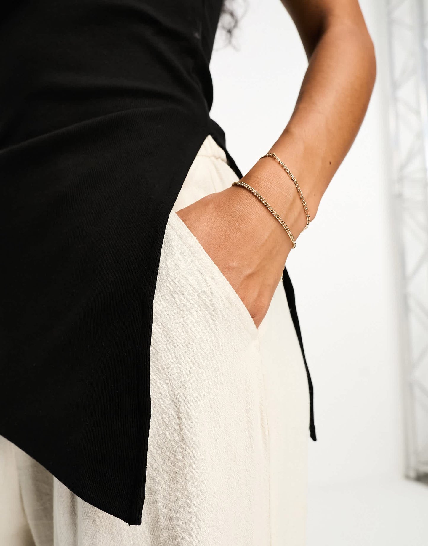 Mango bandeau top with side split in black