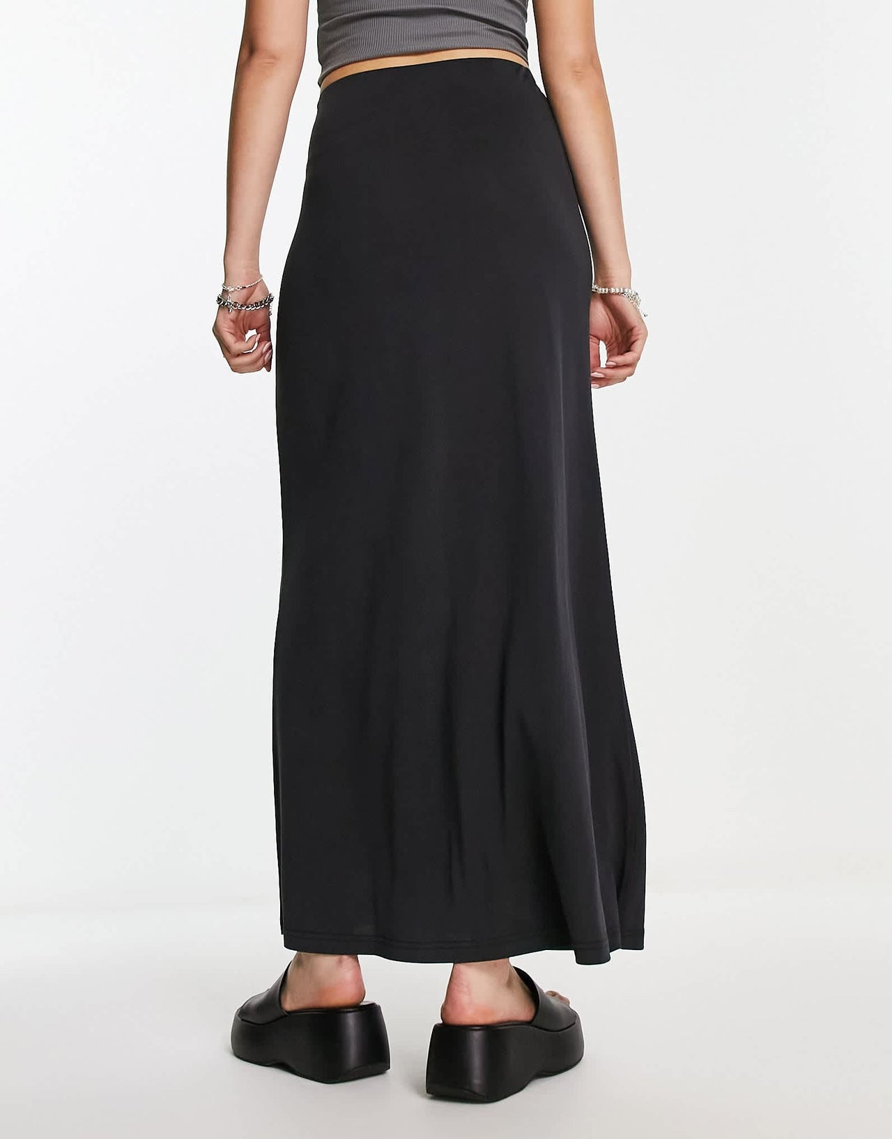 Weekday Signe drape maxi skirt in black