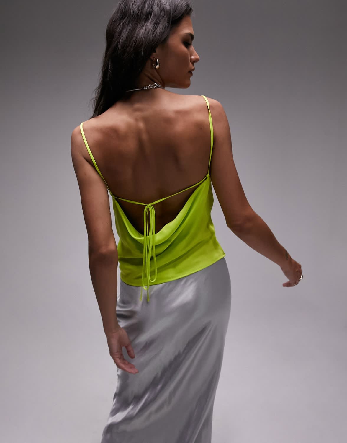 Topshop cowl cami in yellow