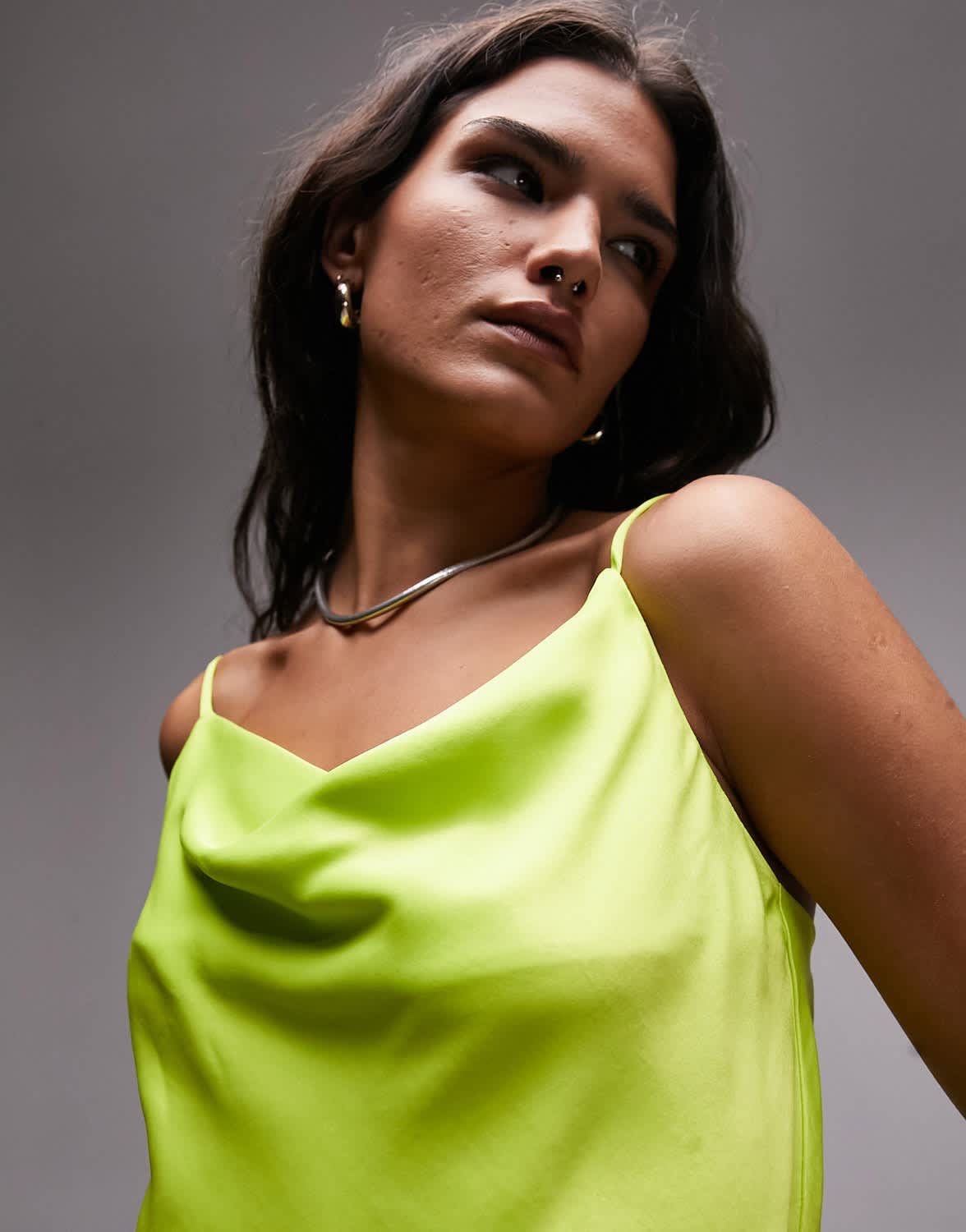 Topshop cowl cami in yellow