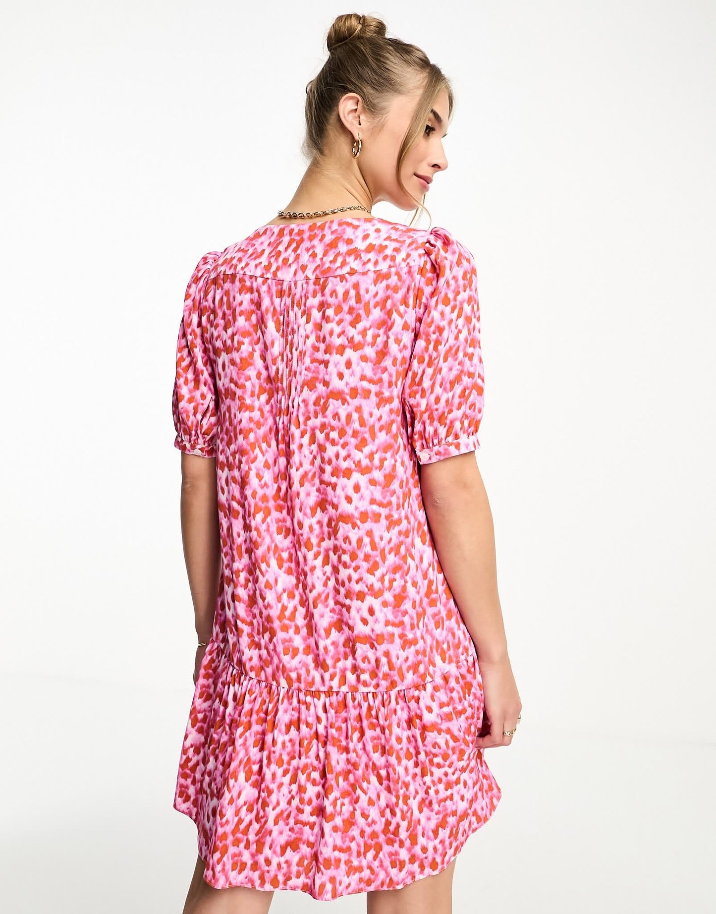 Whistles blurred animal flippy mini dress in pink