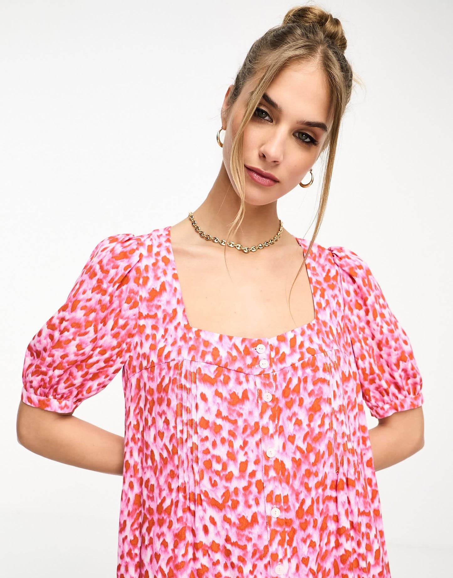 Whistles blurred animal flippy mini dress in pink