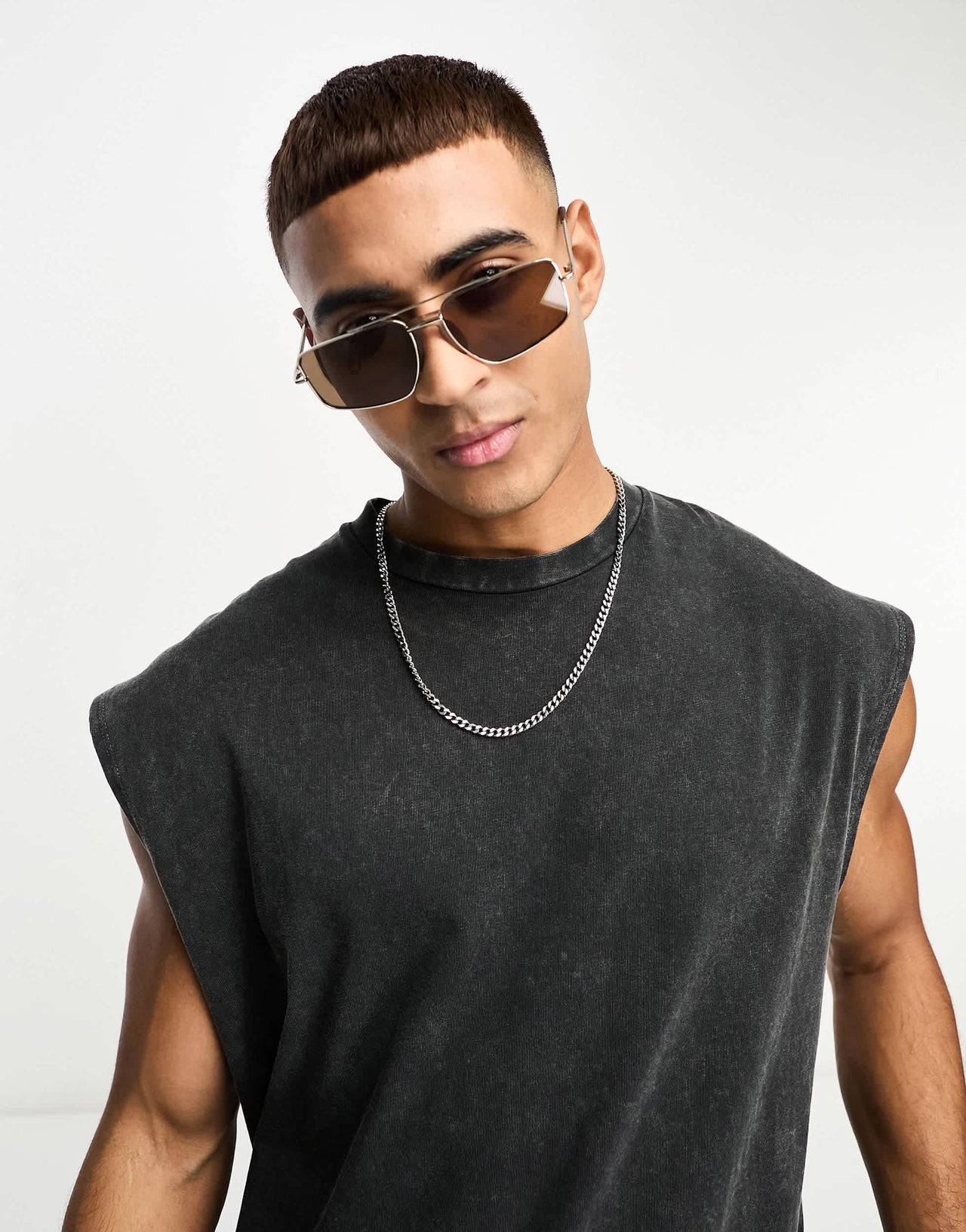 New Look rectangle aviator sunglasses in silver