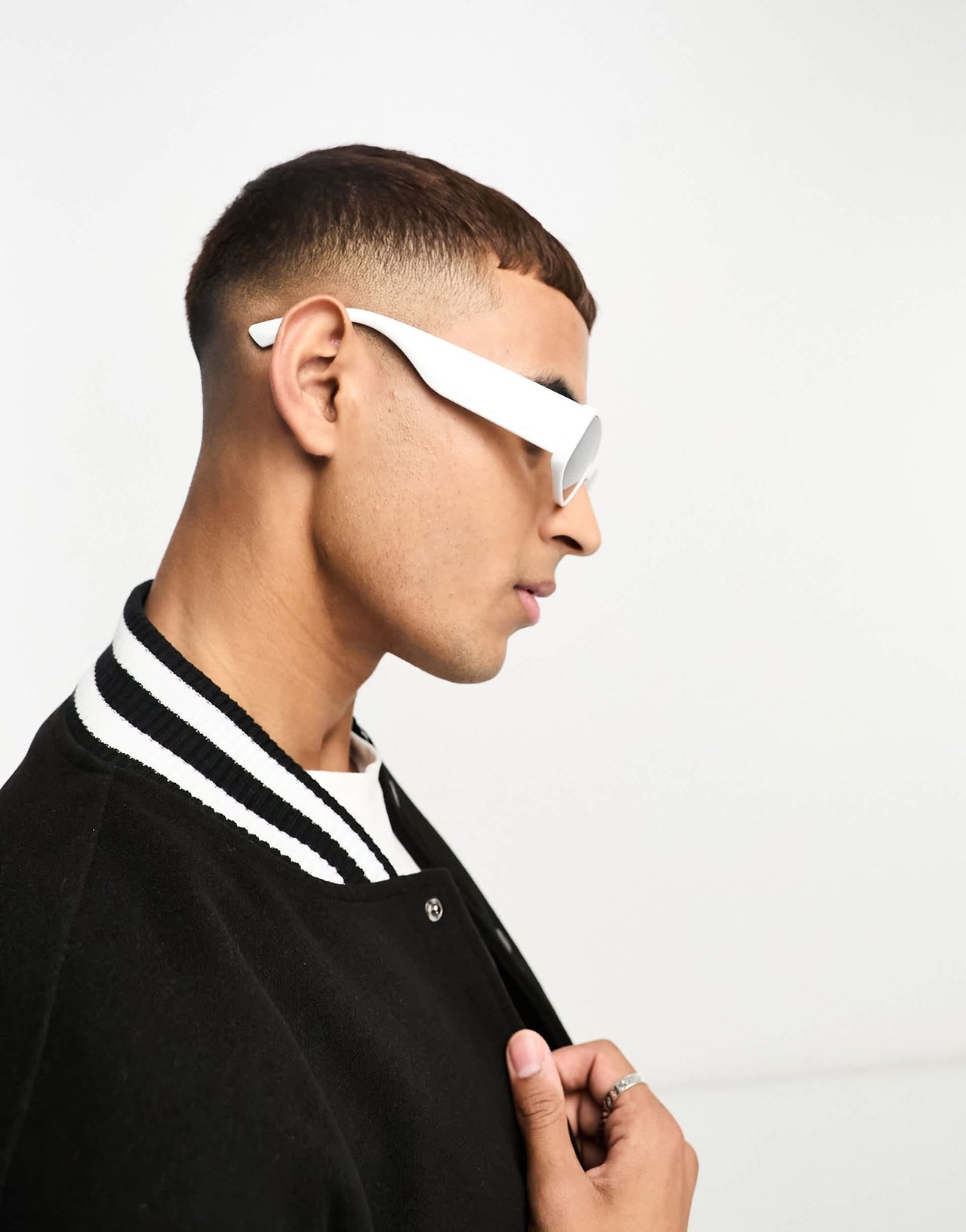 New Look narrow square sunglasses in white