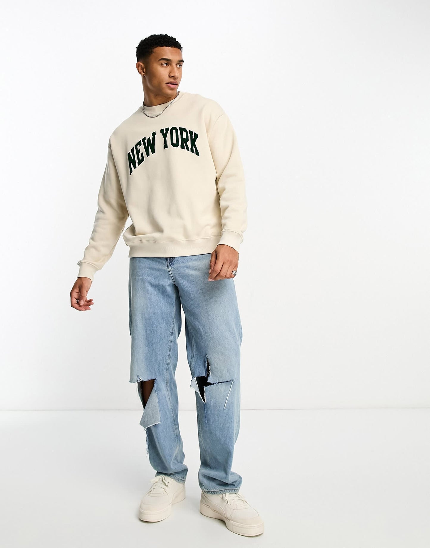 Pull&Bear New York sweatshirt in ecru