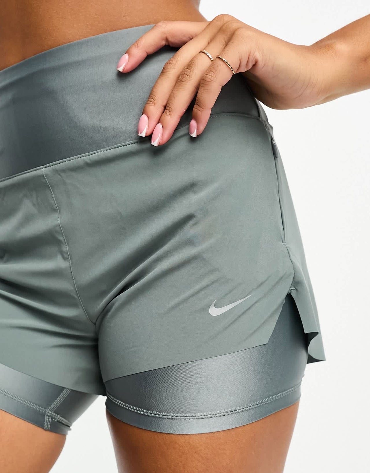 Nike Running Dri-Fit 3 inch 2 in 1 short in smoke grey