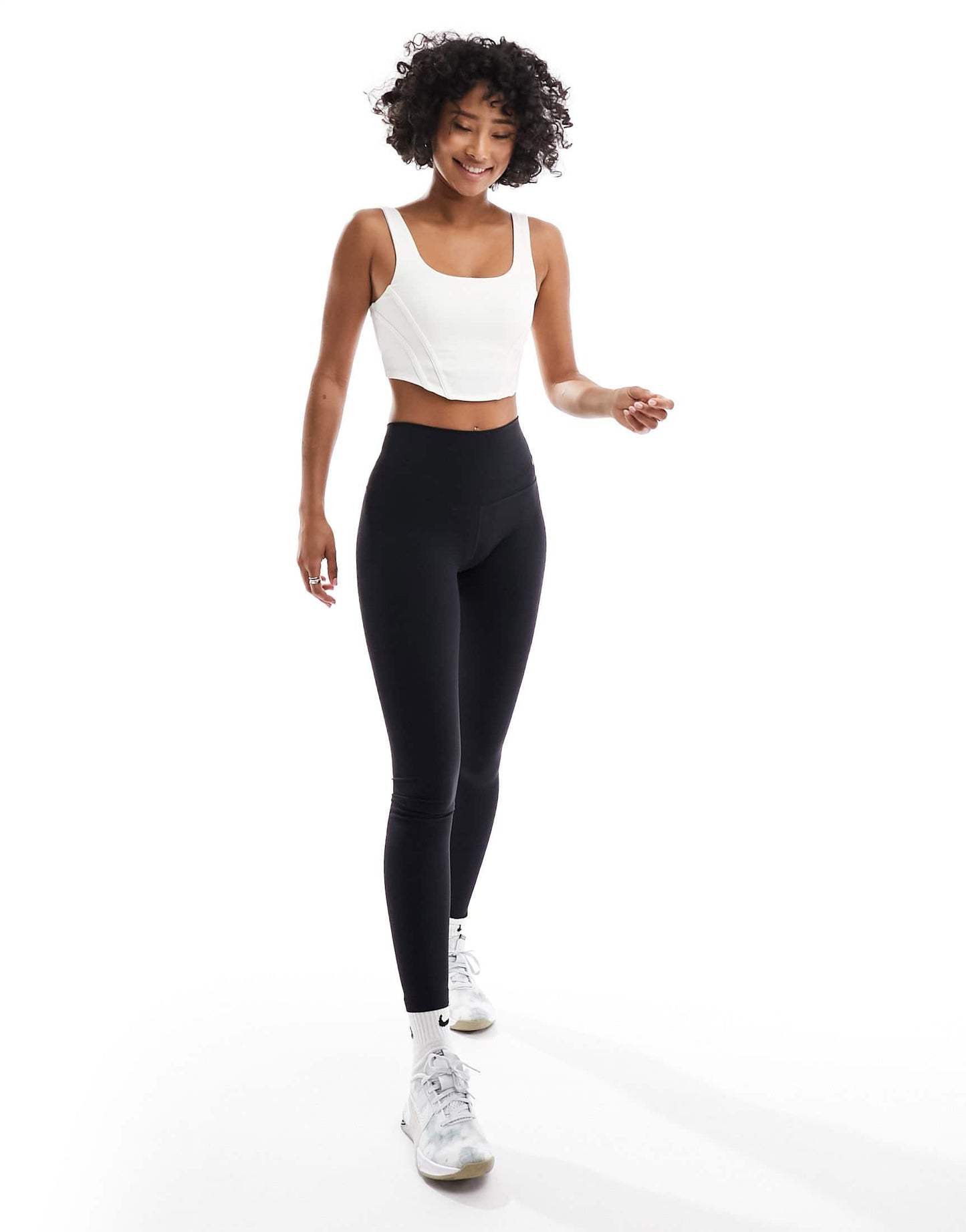 Nike Training swoosh corset light support sports bra in white - WHITE