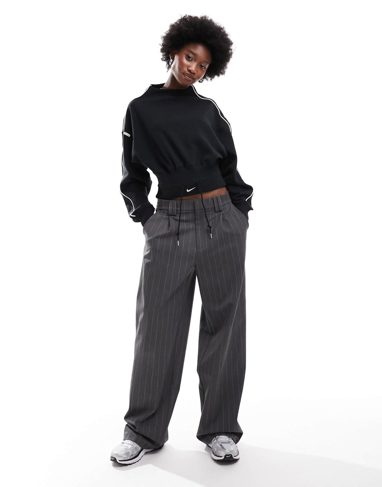 Nike Sportswear Collection mock neck long sleeve t-shirt in black