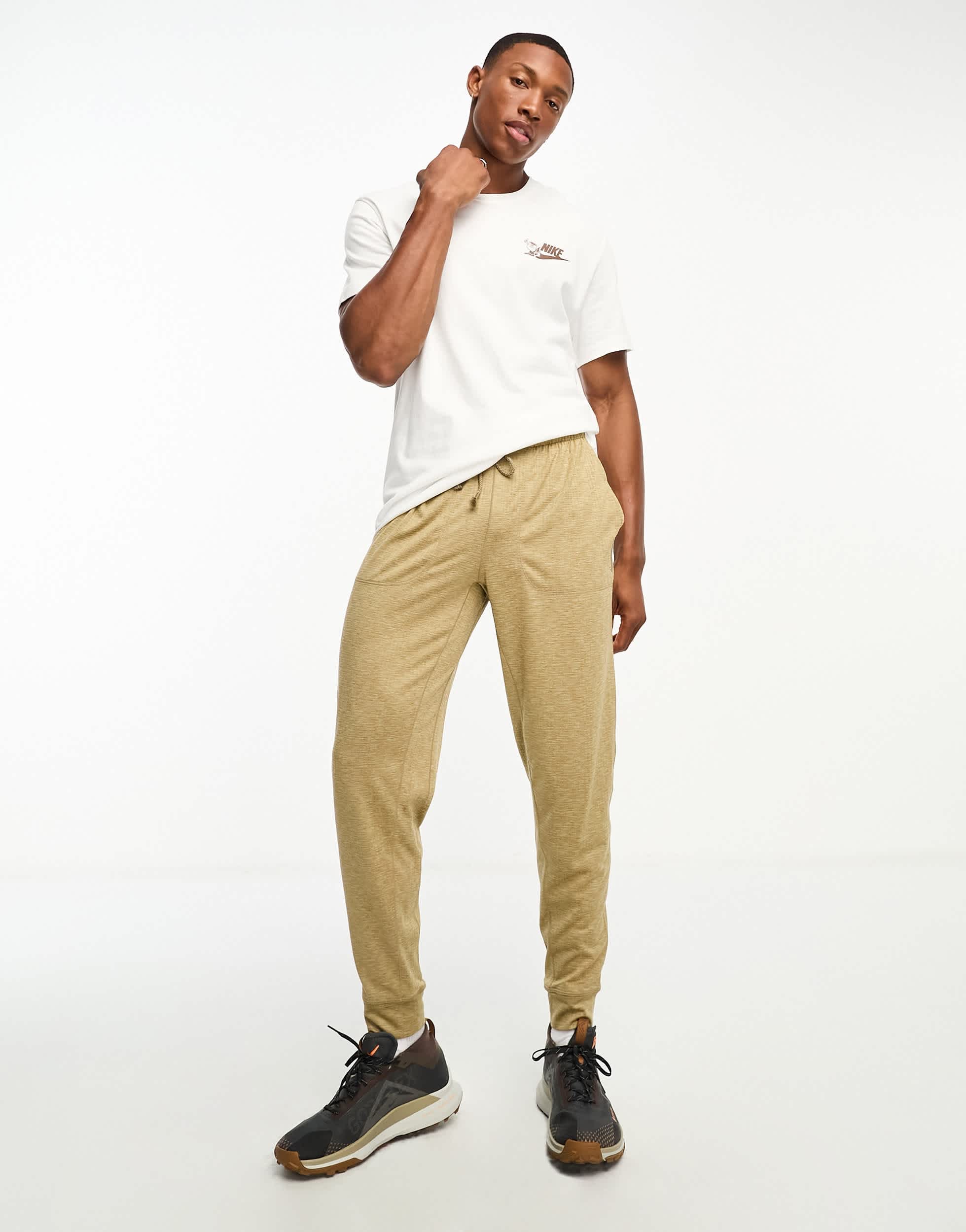 Nike Training Dri-FIT jersey formal joggers in khaki