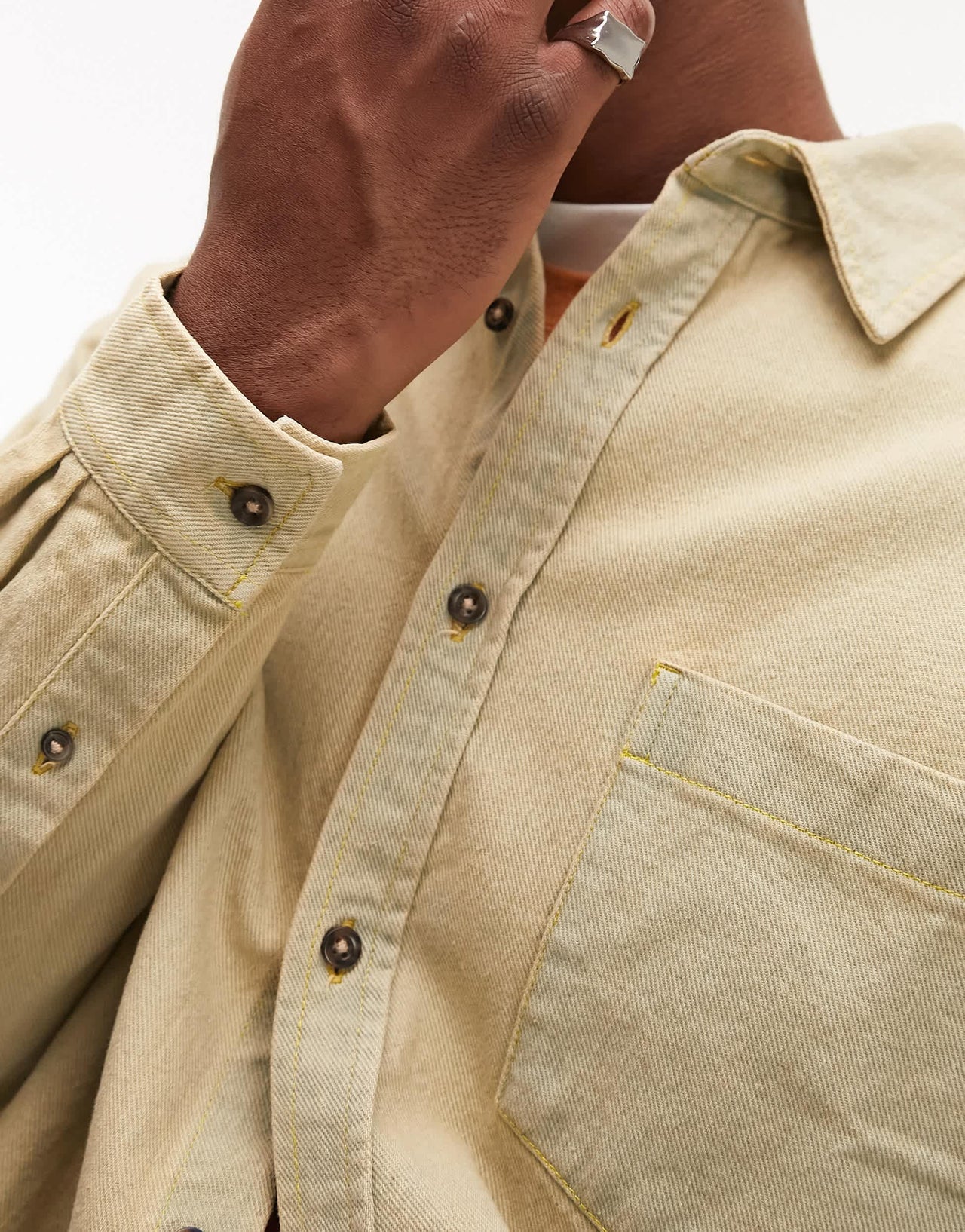 Topman long sleeve super oversized fit acid wash denim shirt in grey