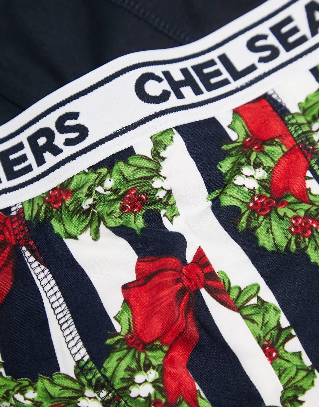 Chelsea Peers 3 pack christmas fairisle boxers in navy red and white