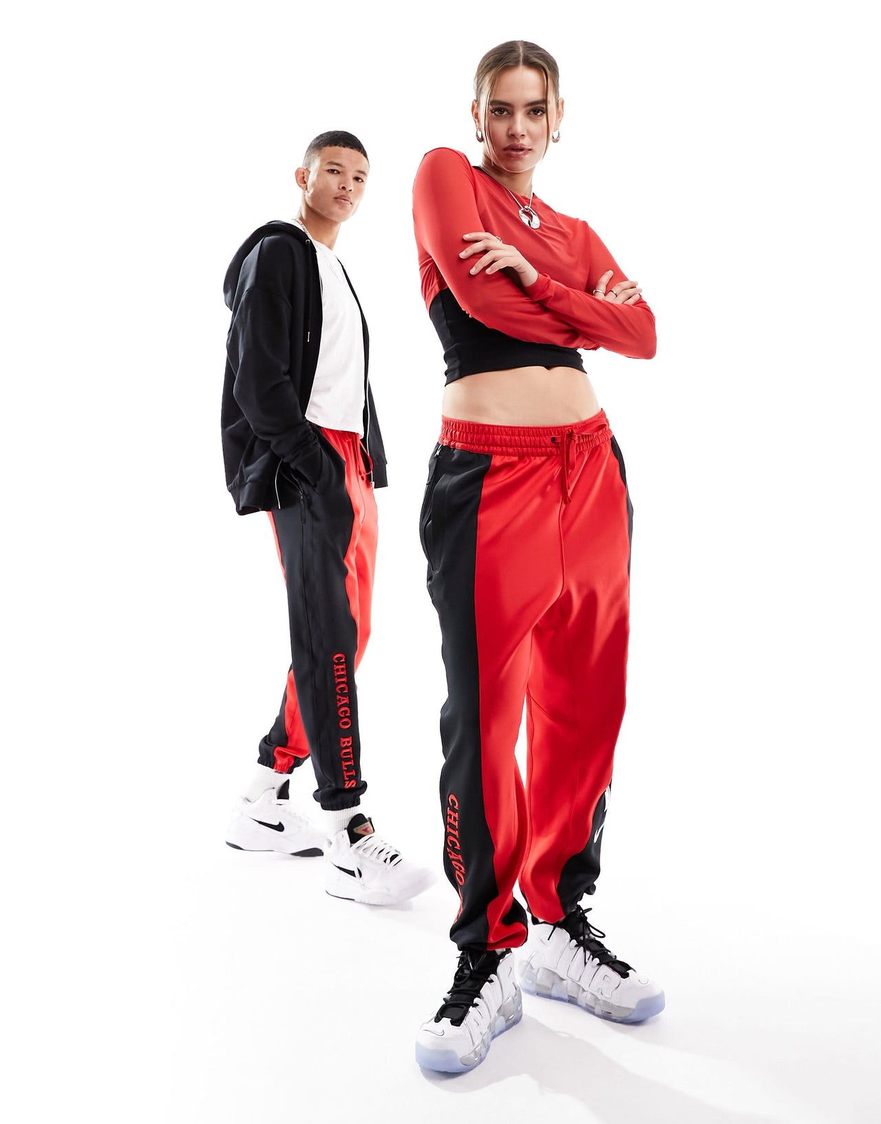 Nike Basketball NBA Unisex Chicago Bulls Dri-FIT joggers in red and black