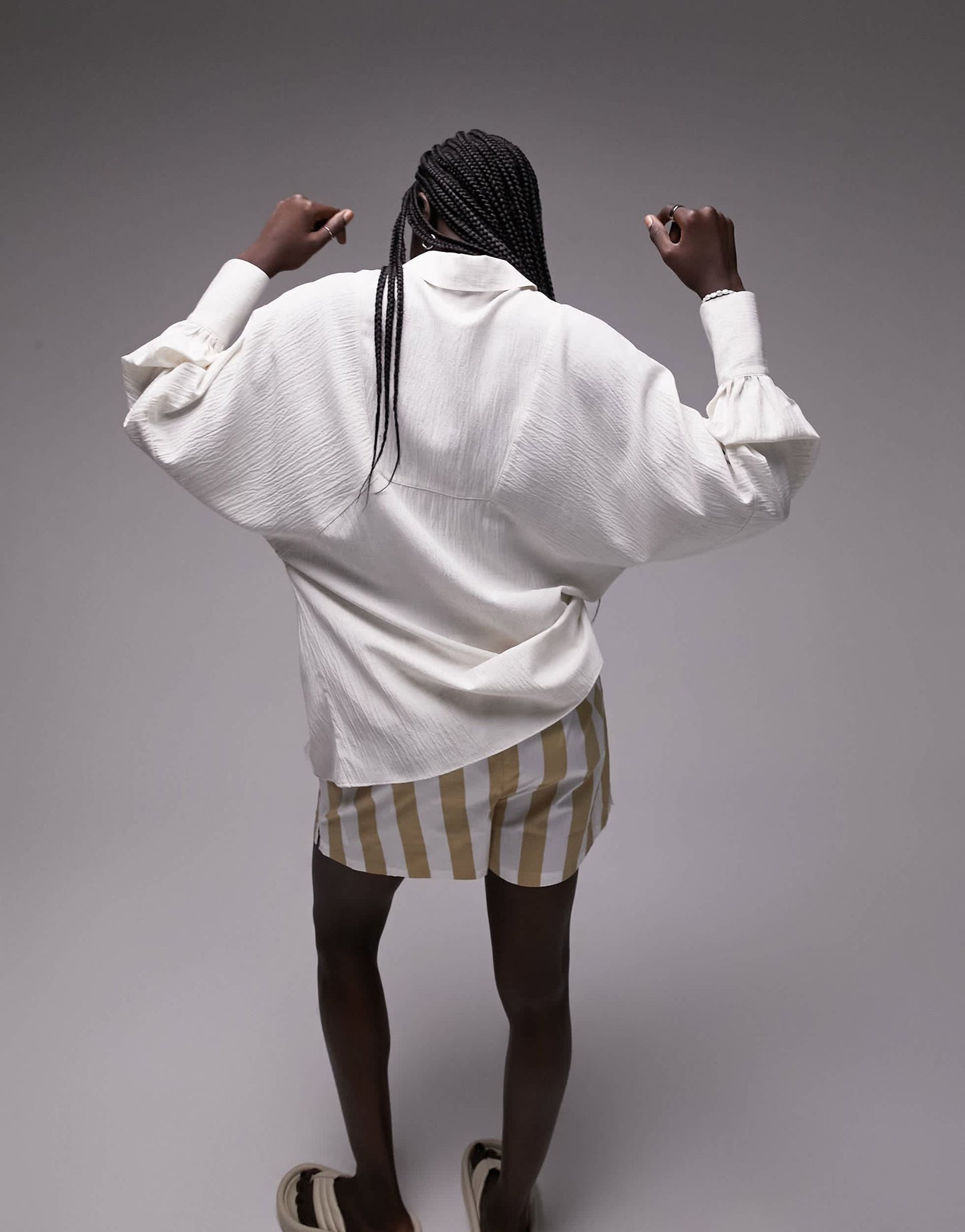 Topshop angled armhole cheesecloth shirt in sand