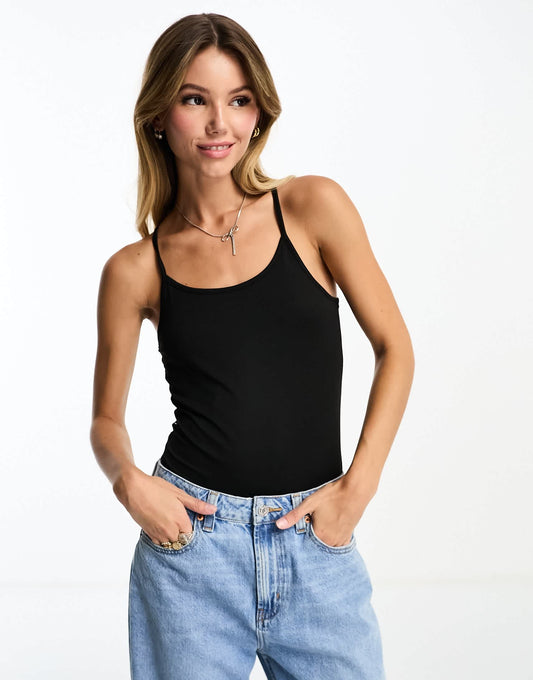 Pieces mesh back bodysuit in black
