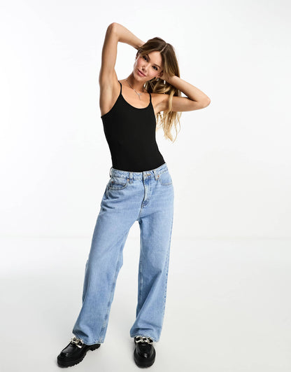 Pieces mesh back bodysuit in black