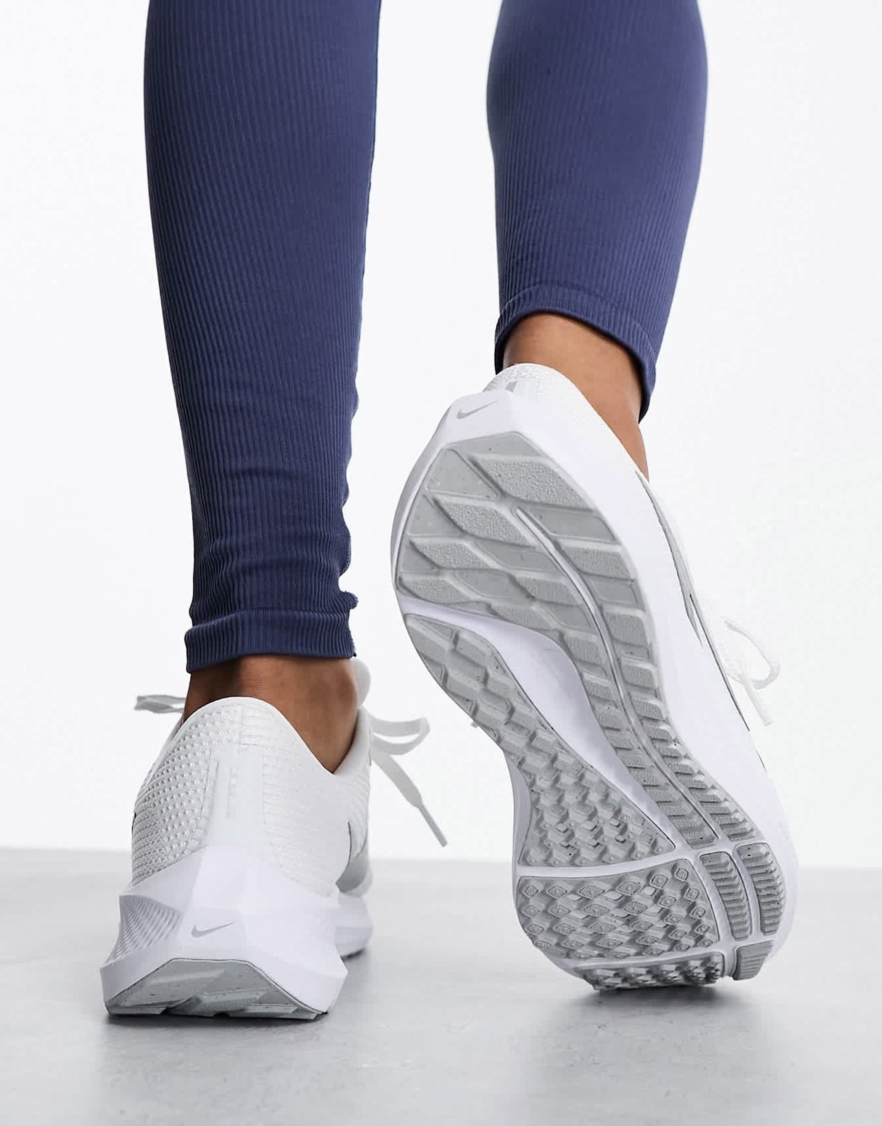 Nike Running Air Zoom Pegasus 40 trainers in white with silver detail