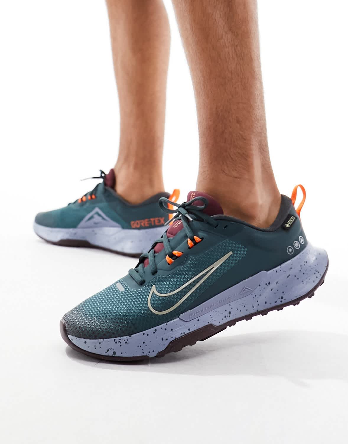 Nike Running Juniper Trail 2 trainers in deep green and maroon