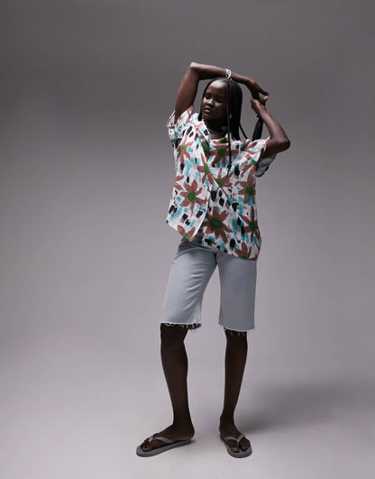 Topshop co-ord printed resort shirt in multi