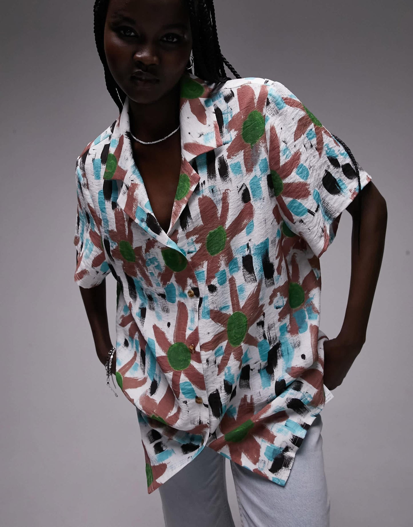 Topshop co-ord printed resort shirt in multi