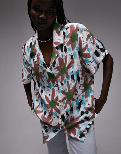 Topshop co-ord printed resort shirt in multi