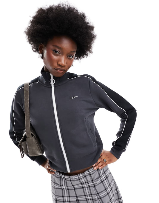Nike Streetwear track fleece jacket in dark grey