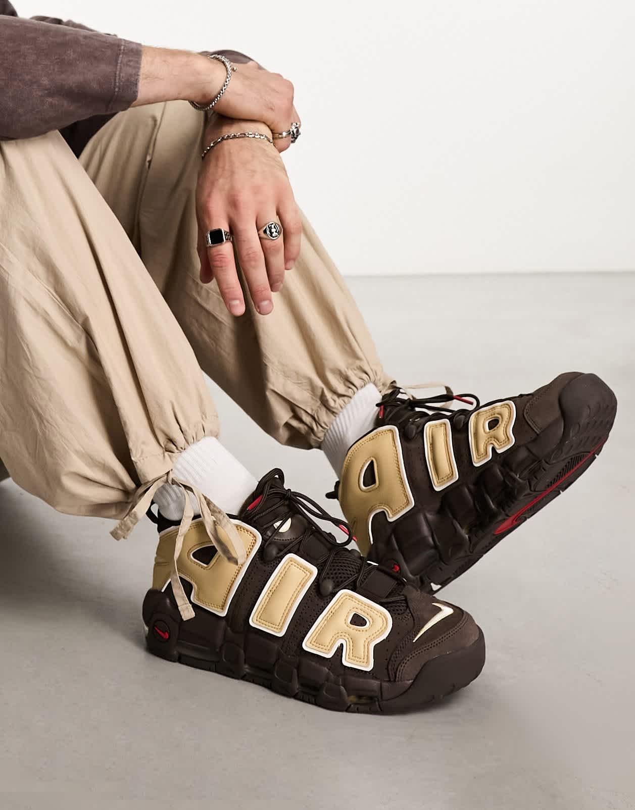 Nike Air More Uptempo '96 trainers in brown and sesame