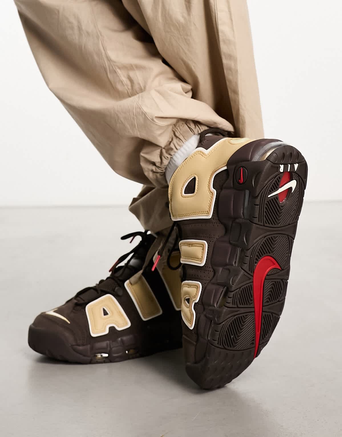 Nike Air More Uptempo '96 trainers in brown and sesame