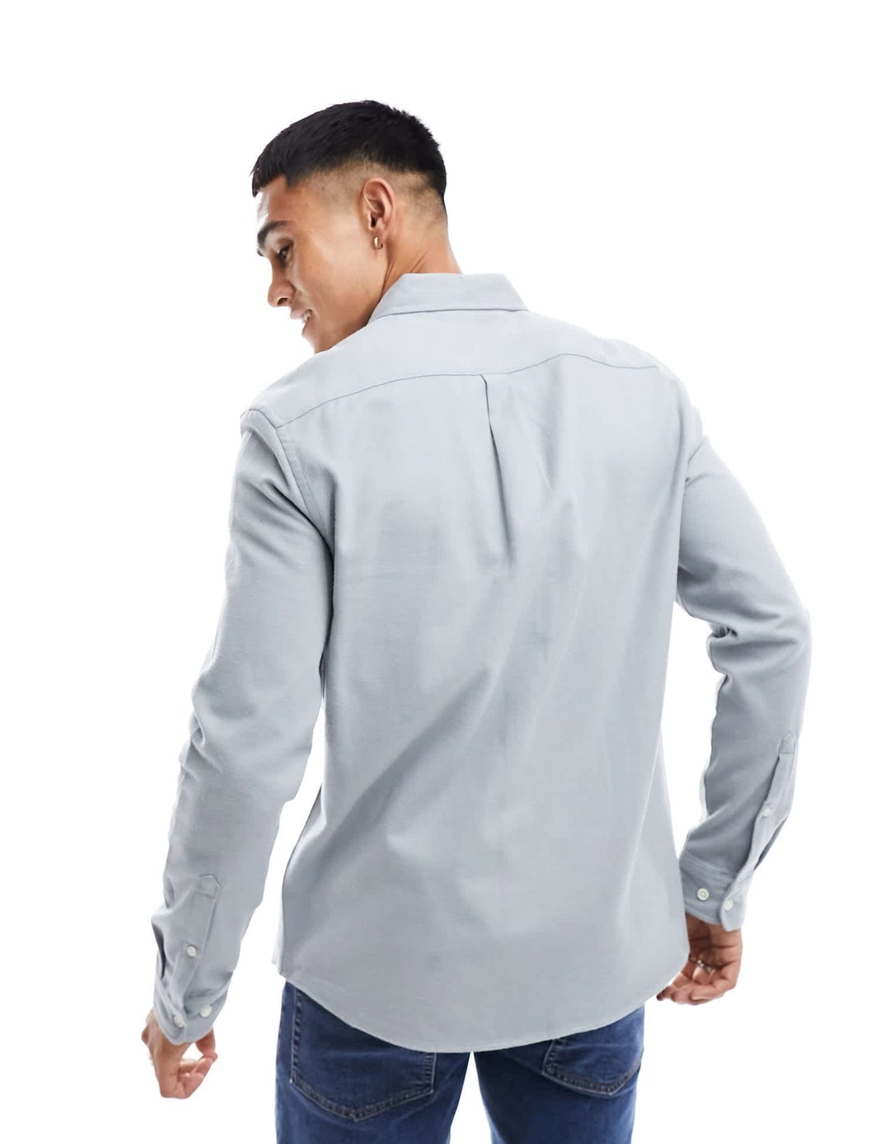 ASOS DESIGN brushed oxford regular shirt in grey