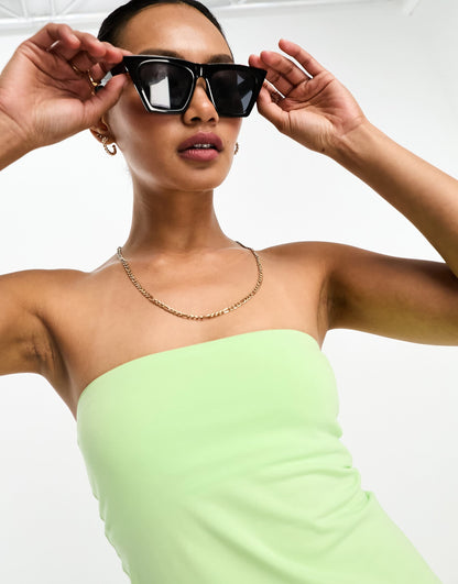 ASOS DESIGN bandeau bodycon midi dress in lime